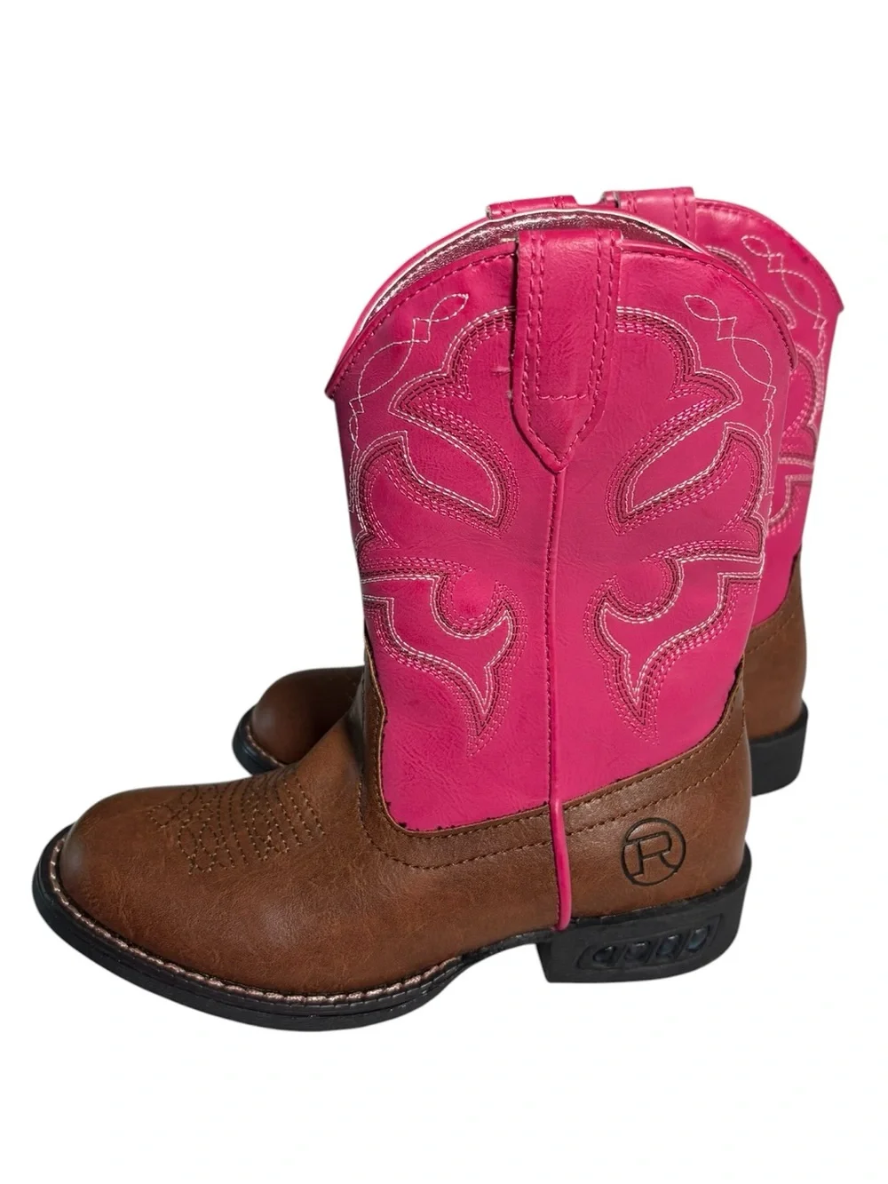 Roper Girls Round Toe Light Up Heel Western Cowgirl Boots Pink Sz 10